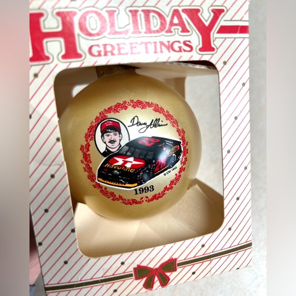 Vintage Holiday Greetings Ornaments NASCAR #28  Car  Ornament Davey Allison